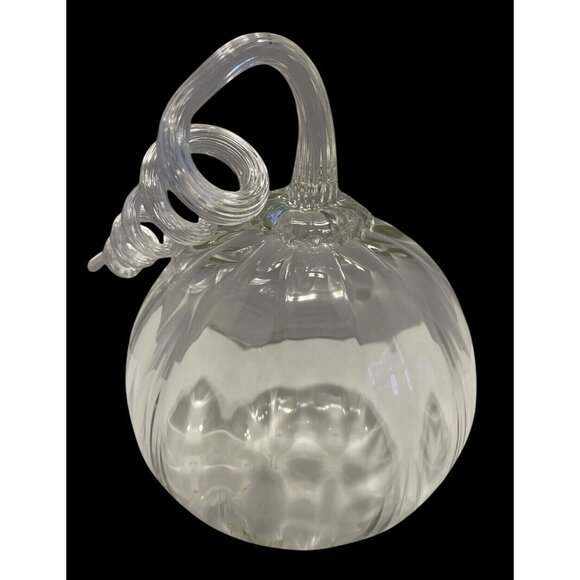 Beautiful Clear Blown Glass Pumpkin Signed - Picture 1 of 8